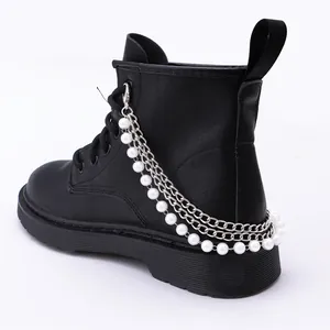 Mehrschichtige Künstliche Perle Edelstahl Kette Schuhzubehör Abnehmbare Mode Schuhdekoration Schmuck Für Damen