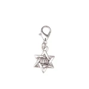 Retro silver Star of David charm with crown detail and lobster clasp for shoes