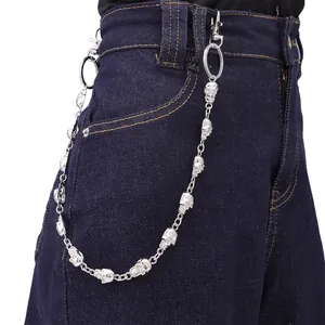 Punk Skull Head Metal Pants Chain Wallet Chain Hip Hop Gothic Waist Chain For Men Women Silver Belt Accessory Decoration