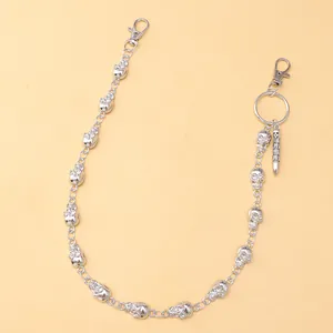 Zilveren metalen schedel heupketting met kogel hanger voor punk- en goth-stijl