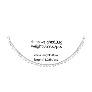 Detail view of silver heart pendant chain with 28cm length and lobster clasp