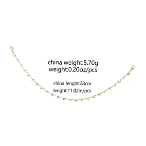 Chaîne accessoire à maillons cœur or rose avec fermoirs homard, longueur 28cm et 5,7g