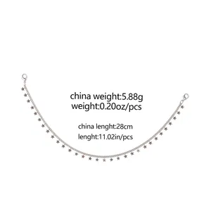 Silver star chain accessory for hats with 28cm length and 5.88g weight specification