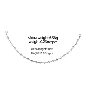 Silver heart chain accessory with lobster clasp, 28cm length and 6.58g weight specs