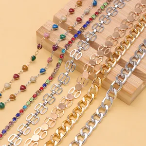 Bohemian style colorful heart hat chain and multi-color rhinestone jewelry on wood stand