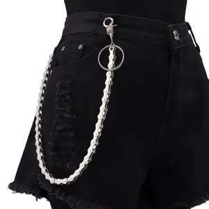 Hip Hop Metall Fahrradkette Hosenkette Silber Punk Brieftaschenkette Für Herren Damen Streetdance Performance Accessoire Mit Karabinerverschluss