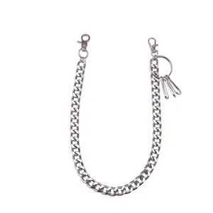 Silver metal pants chain with large O-ring and lobster clasps for fashion accessories