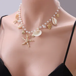 Bohemian Shell Starfish Faux Pearl Necklace Bracelet Waist Chain For Women Beach Holiday Summer Jewelry Accessories