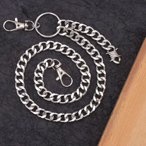 Chaîne de pantalon en métal argenté avec pendentif épine et double mousqueton