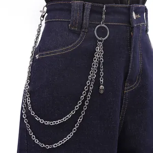 Punk Vintage Metal Waist Chain Double Layer Pants Chain With Skull Pendant For Men Women Hip Hop Streetwear Jewelry Accessories