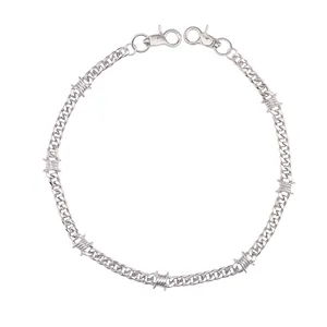 Dark style spike belt chain in silver zinc alloy with sharp link punk street design