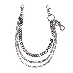Dreilagige Vintage Punk Hosenkette mit Schlangenanhänger und Karabinerverschlüssen