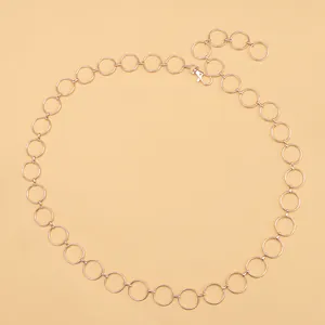 Minimalist gold metal ring chain belt for dresses with adjustable lobster clasp