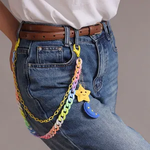 Dopamin Stil Acryl Hosenkette Bunte Stern Mond Kirsche Anhänger Hip Hop Mehrlagige Taillenkette Damen Mode Accessoire