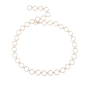Rose gold metal ring waist chain with lobster clasp for dresses, sleek minimalist design