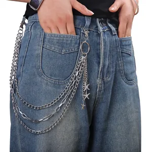 Punk Mehrlagige Metall Hosenkette Mit Seestern Anhängern Hip Hop Silberne Taillenkette Für Herren Damen Streetwear Accessoire