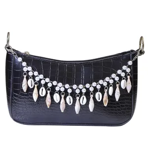 Bohemian Shell Artificial Pearl Bag Chain For Women Starfish Sea Snail Bag Strap Decoration Beach Vacation Style Imitation Artificial Pearl Accessory