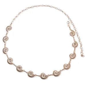 Champagne gold sea shell waist chain with adjustable metal lobster clasp for women