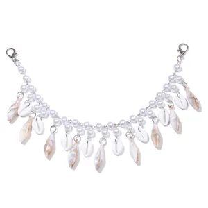 Bohemian seashell and pearl chain strap with starfish charms for beach handbags