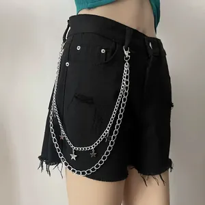Punk Hip Hop Διπλή Στρώση Μεταλλική Αλυσίδα Παντελονιού Με Αστέρια Για Τζιν Ασημί Κράμα Αλυσίδα Πορτοφολιού Αξεσουάρ Ζώνης Κοσμήματα Streetwear