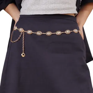 Golden sunflower rhinestone waist chain belt accessory for women elegant dress decoration