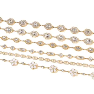 Golden sunflower waist chains with sparkling rhinestones in various geometric designs