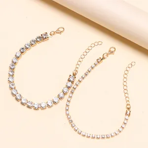 Sparkling gold adjustable rhinestone bracelets with lobster clasp and extension chain