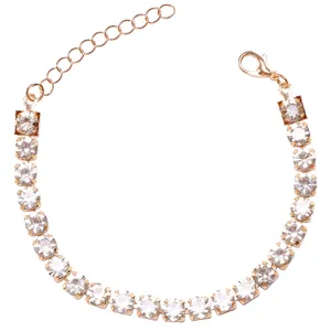 Elegant gold-plated tennis bracelet with square-cut sparkling cubic zirconia stones