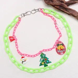 Double-layer colorful acrylic hip-hop chain with festive Christmas themed charms