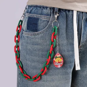 Christmas Tree Snowman Pendant Pants Chain Hip-Hop Punk Style Red Green Plastic Chain Festive Party Body Jewelry