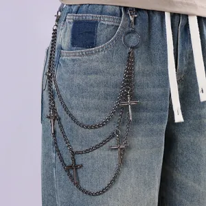 Multi-Layer Metal Cross Nail Pants Chain Hip-Hop Style Waist Chain Multi-Strand Jeans Chain Body Jewelry Accessory