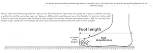 Detailed sizing chart and foot measurement guide for toddler sneakers and sport shoes
