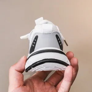 Detail view of children's sneaker heel with breathable mesh and anti-slip thick sole
