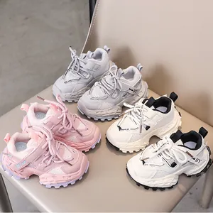 Detailed comparison of breathable kids' sneakers in pink, grey, and beige with velcro straps