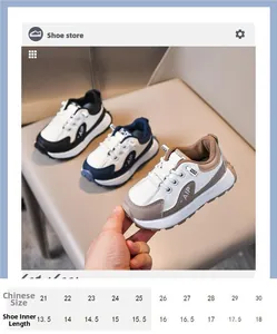 Tabella taglie dettagliata per scarpe bimbi con taglie CN 21-30 e lunghezze interne