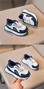 Dettaglio ravvicinato delle sneakers in pelle per bambini con suole antiscivolo