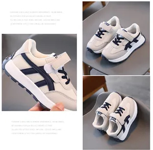 Detailed view of children's mesh sneakers featuring velcro strap and non-slip thick white sole