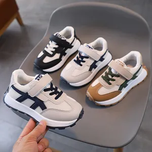 Kids breathable mesh athletic sneakers with retro dad shoe design and velcro straps