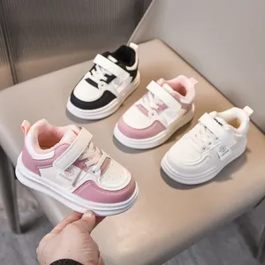 Baskets d'hiver fourrées pour enfants avec fermeture velcro pour garçons et filles
