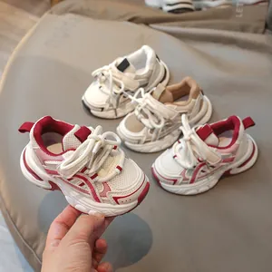 Chaussures de Sport pour Enfants en Maille Respirante Daddy Sneakers pour Garçons Filles Course Marche Antidérapantes Fermeture Velcro