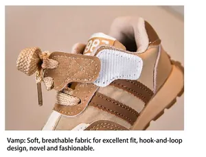 Detailansicht der hochwertigen Nähte am Klettverschluss der Kinder-Retro-Mesh-Sneaker