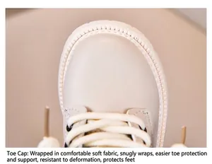 Close-up of children's leather boot toe with fine double-stitch detail and soft fabric