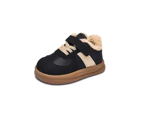 Detail view of children's winter shoes with warm fleece lining and non-slip rubber soles