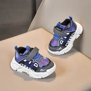 Détails de chaussures pour bébés en maille dégradée violette avec bande Velcro