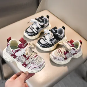 Baskets en Maille Respirante pour Enfants Chaussures Sportives en Cuir Synthétique avec Auto-agrippant Semelle Épaisse pour Garçons et Filles