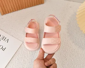 Sandali rosa per bambini con doppia chiusura a strappo e suola spessa antiscivolo