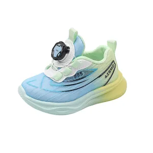 Baskets en maille respirante pour enfants avec dégradé bleu-vert et fermeture rotative