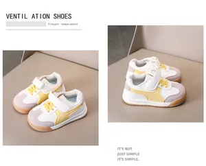 Detail view of children's sneakers with Velcro straps and non-slip rubber soles
