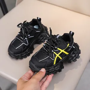 Detailed view of kids' chunky sneaker showing breathable mesh and anti-slip rubber sole