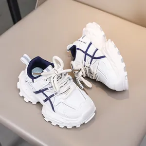 Close-up of kids sports sneakers featuring breathable mesh and thick anti-slip rubber soles